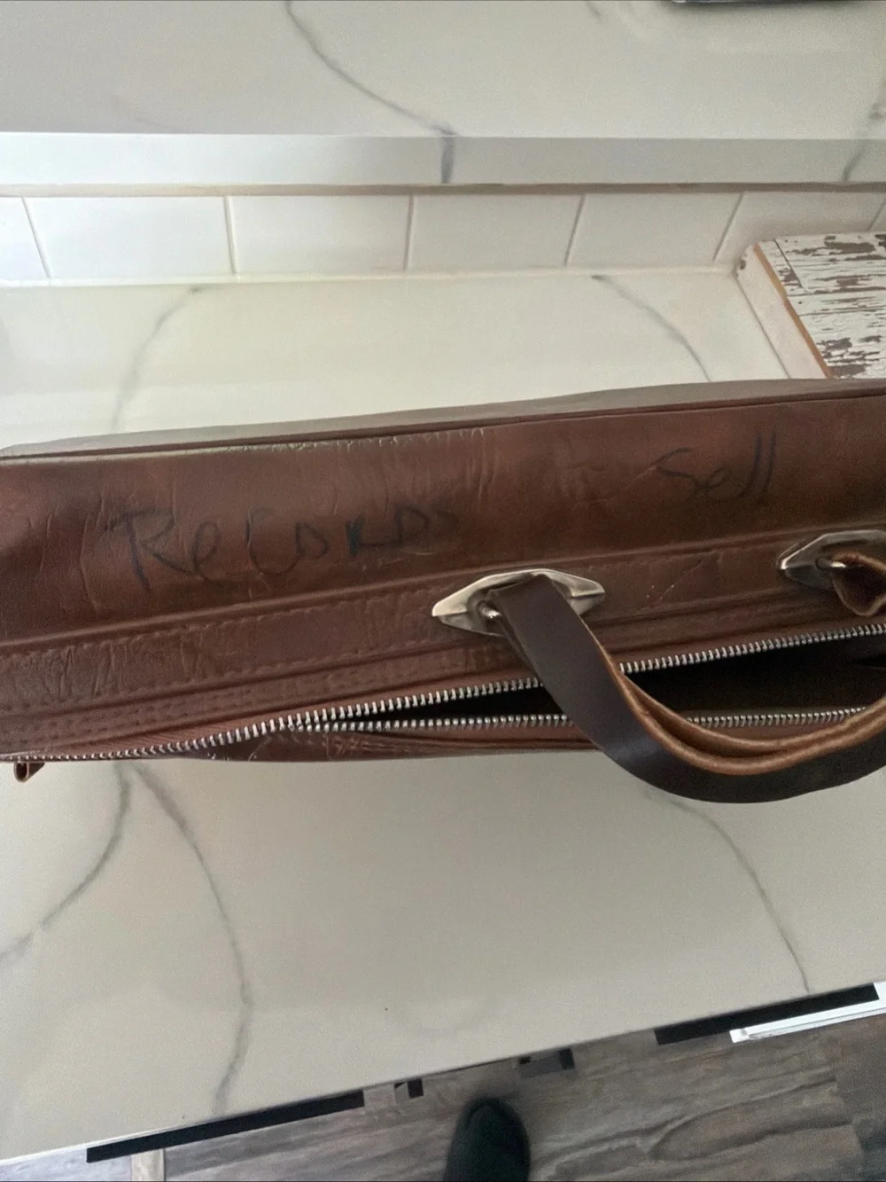Brown Leather Briefcase Carry Bag